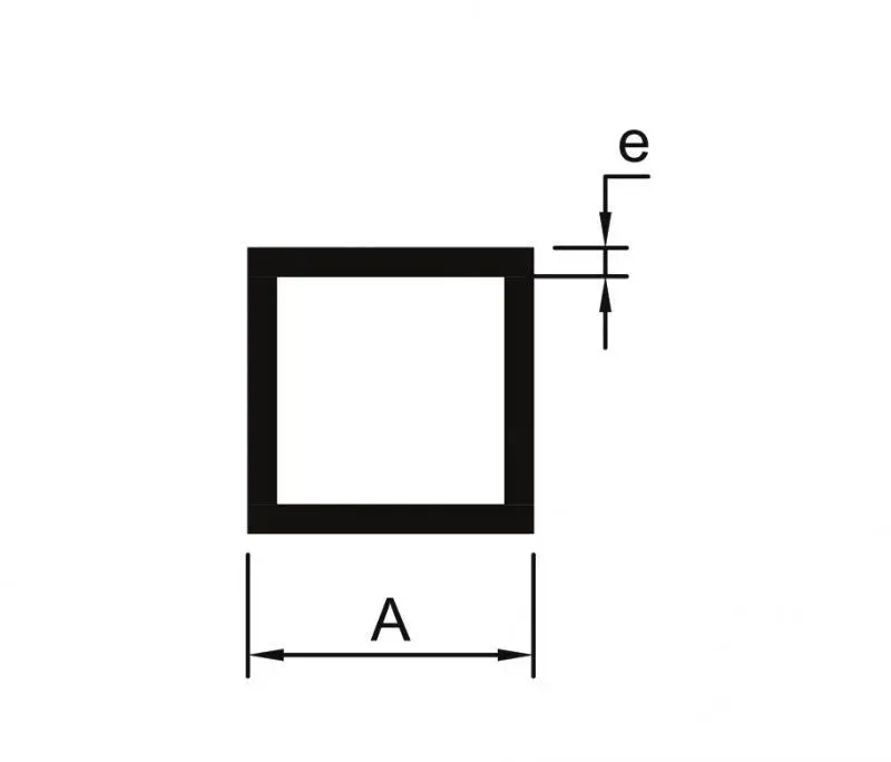 Tubo quadrado de aluminio