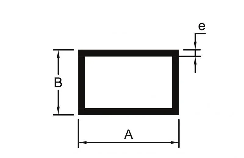 Tubo retangular de alumínio